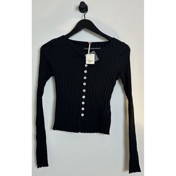 FREE PEOPLE Tilly Long-Sleeve Cardi in Black Size X-Small NWT - Picture 4 of 8